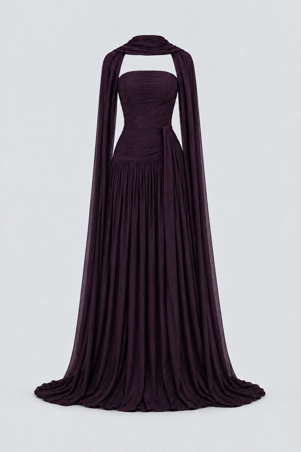 Oiseau Strapless Pleated Maxi Dress - Plum_-_selmori.com_-_03