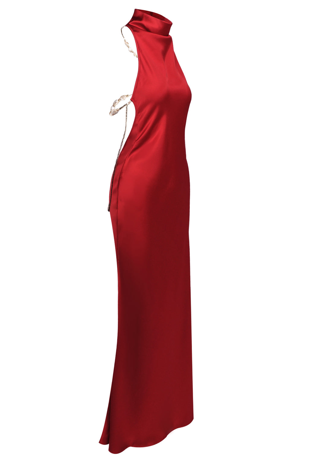 Oriane High-Neck Chain-Back Satin Maxi Dress - Red_-_selmori.com_-_08