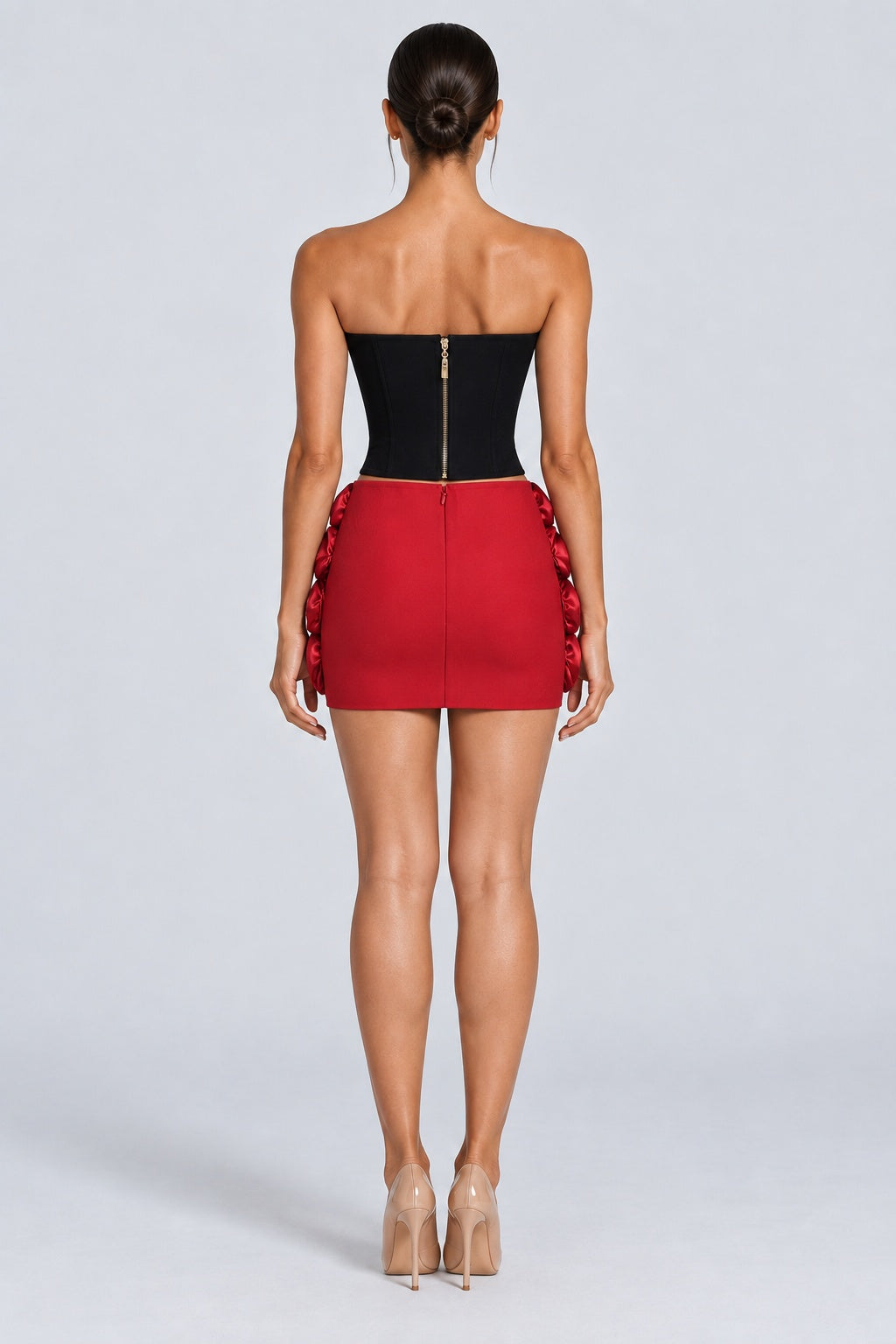 Rosabel Rose Corset Mini Skirt Set - Black_-_selmori.com_-_02