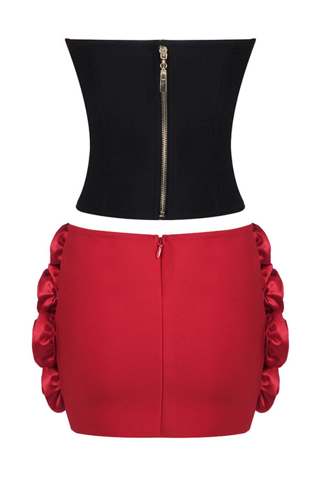 Rosabel Rose Corset Mini Skirt Set - Black_-_selmori.com_-_04
