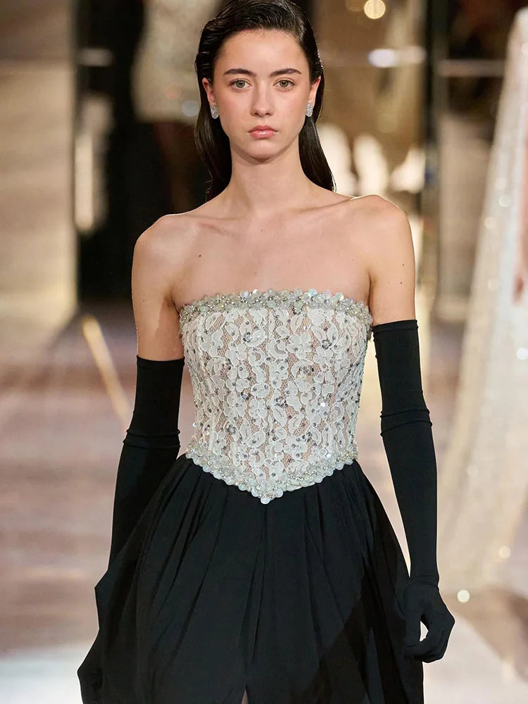 Selmori Corinne Strapless Evening Maxi Dress