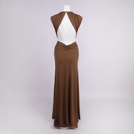 Selmori Marielle Deep V Ruched Maxi Dress
