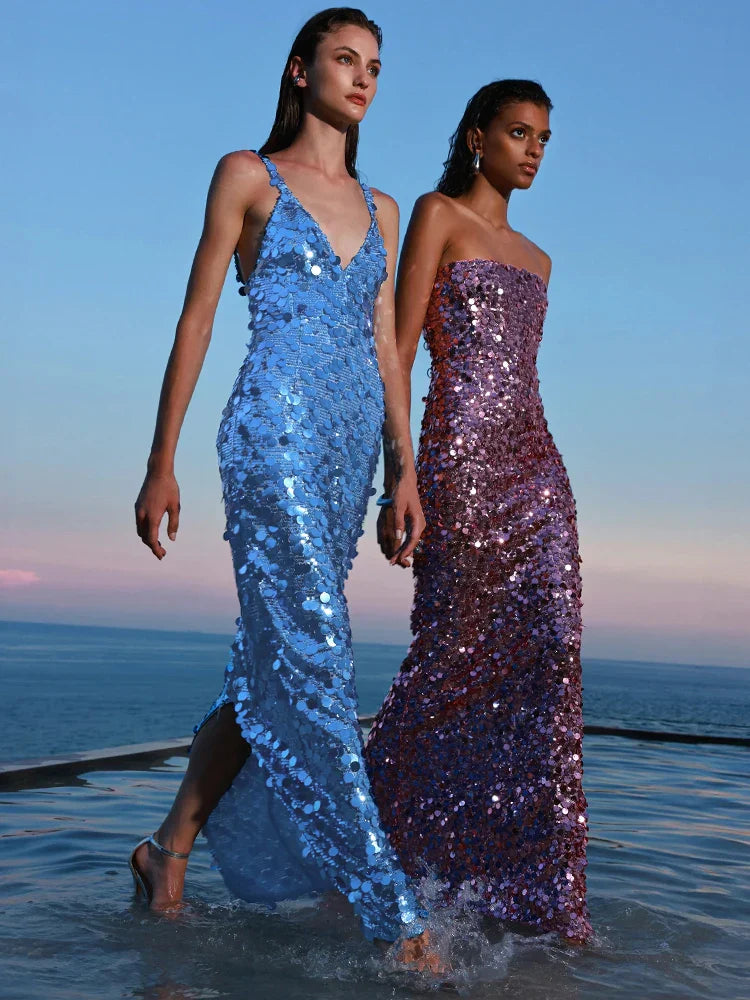 Selmori Éliane Sequin Evening Maxi Dress