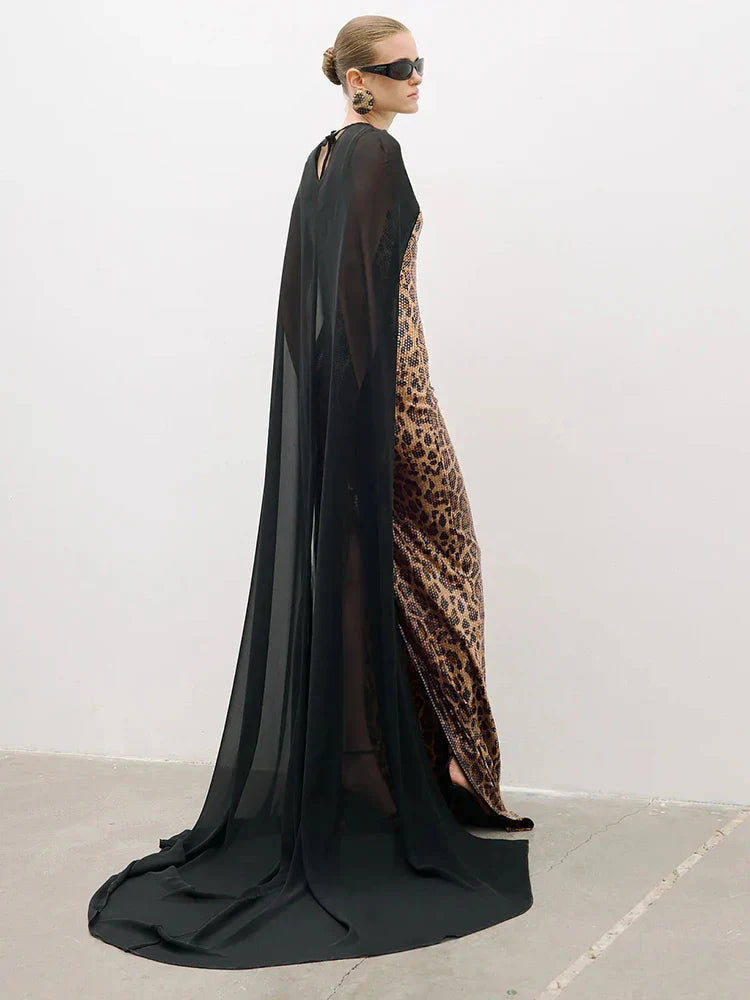 Selmori Cassandra Print Sequin Maxi Dress