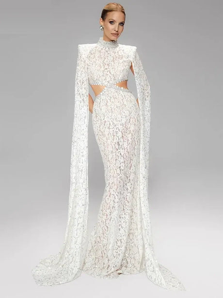 Selmori Héloïse Lace Evening Maxi Dress