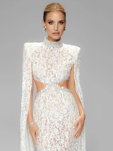 Selmori Héloïse Lace Evening Maxi Dress