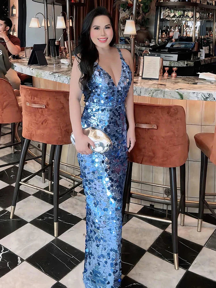 Selmori Éliane Sequin Evening Maxi Dress