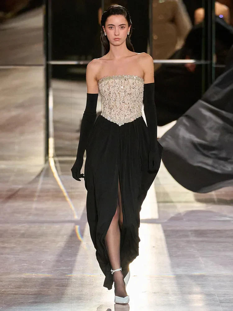 Selmori Corinne Strapless Evening Maxi Dress