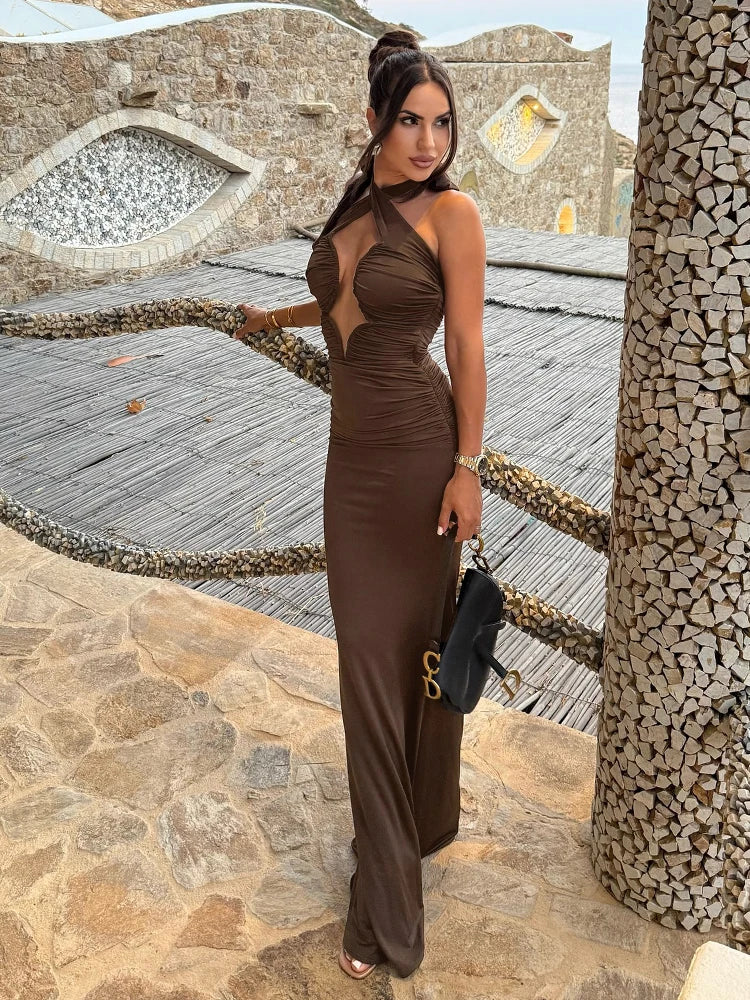 Selmori Solange Halter Maxi Dress