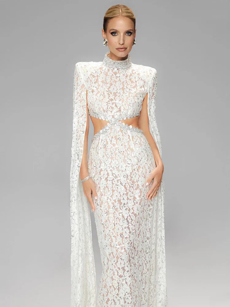 Selmori Héloïse Lace Evening Maxi Dress