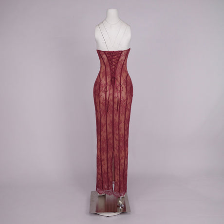 Sarah Floral Lace Corset Maxi Dress