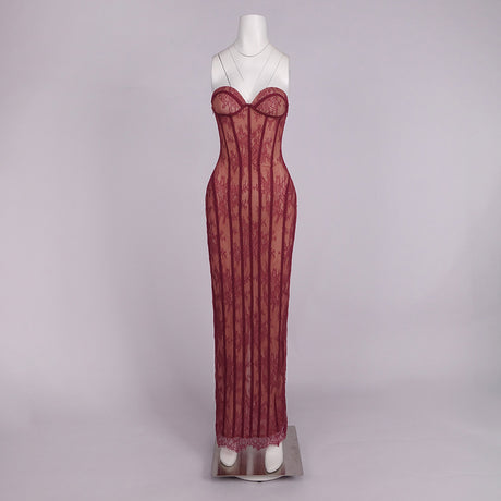 Sarah Floral Lace Corset Maxi Dress