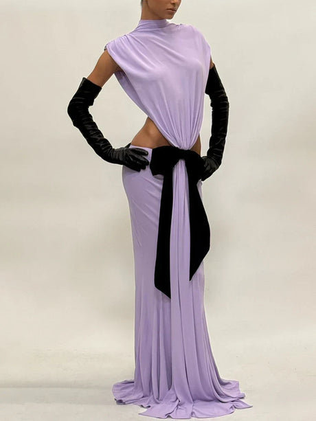 Selmori Mireille High Neck Cut-Out Maxi Dress