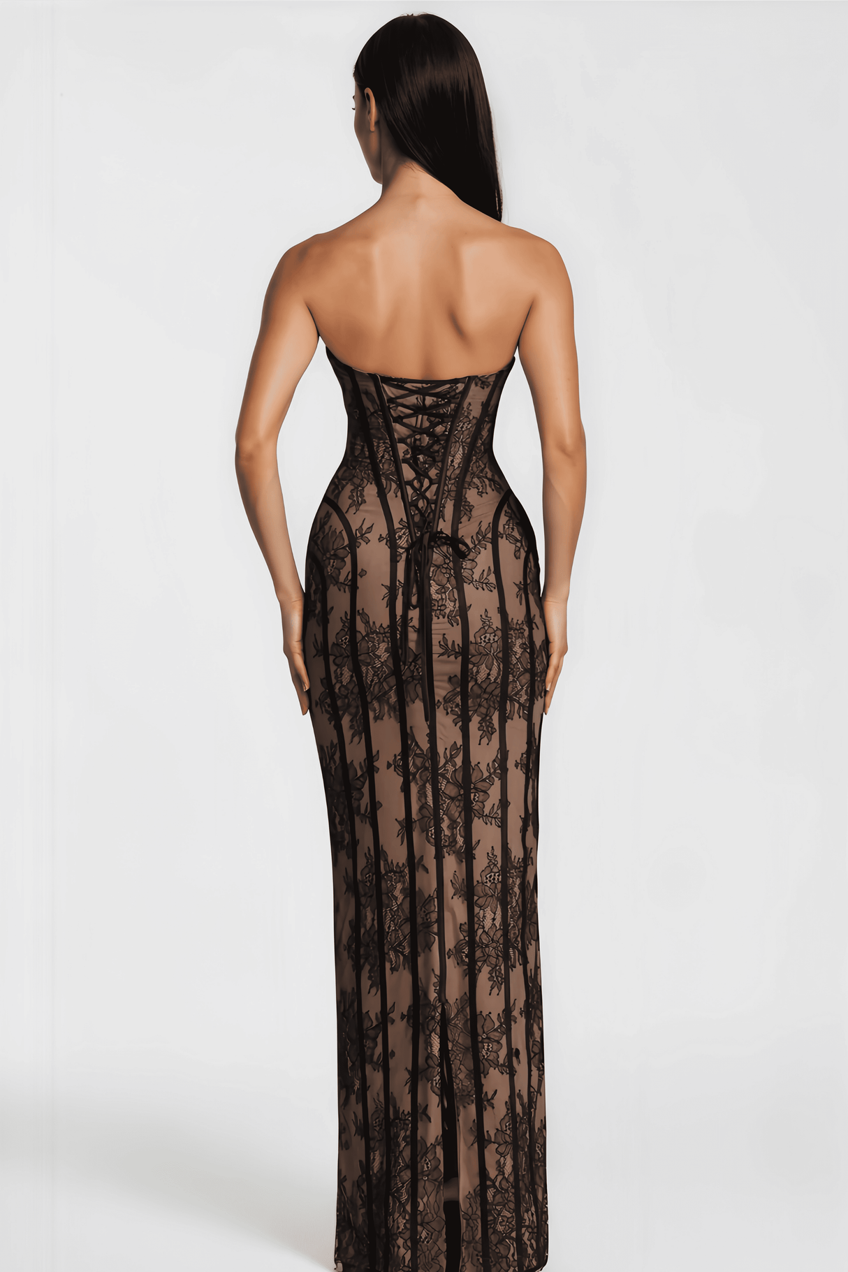 Sarah Floral Lace Corset Maxi Dress