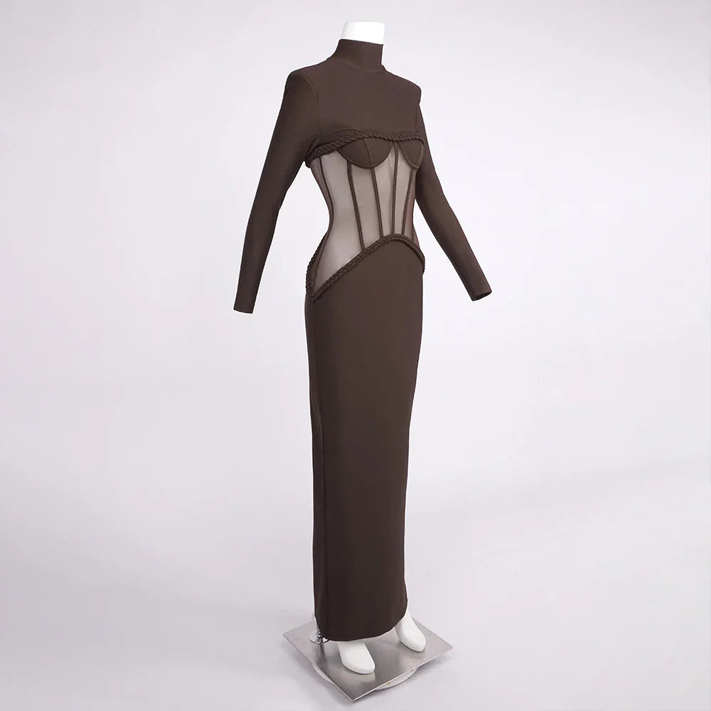 Selmori Laurence Mock Neck Corset Maxi Dress