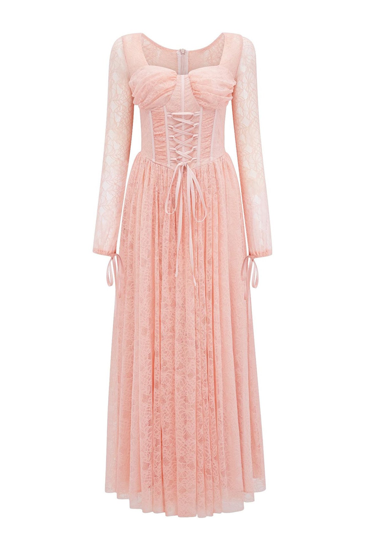 Soléanne Square-Neck Floral-Lace Corset Maxi Dress - Pink_-_selmori.com_-_03