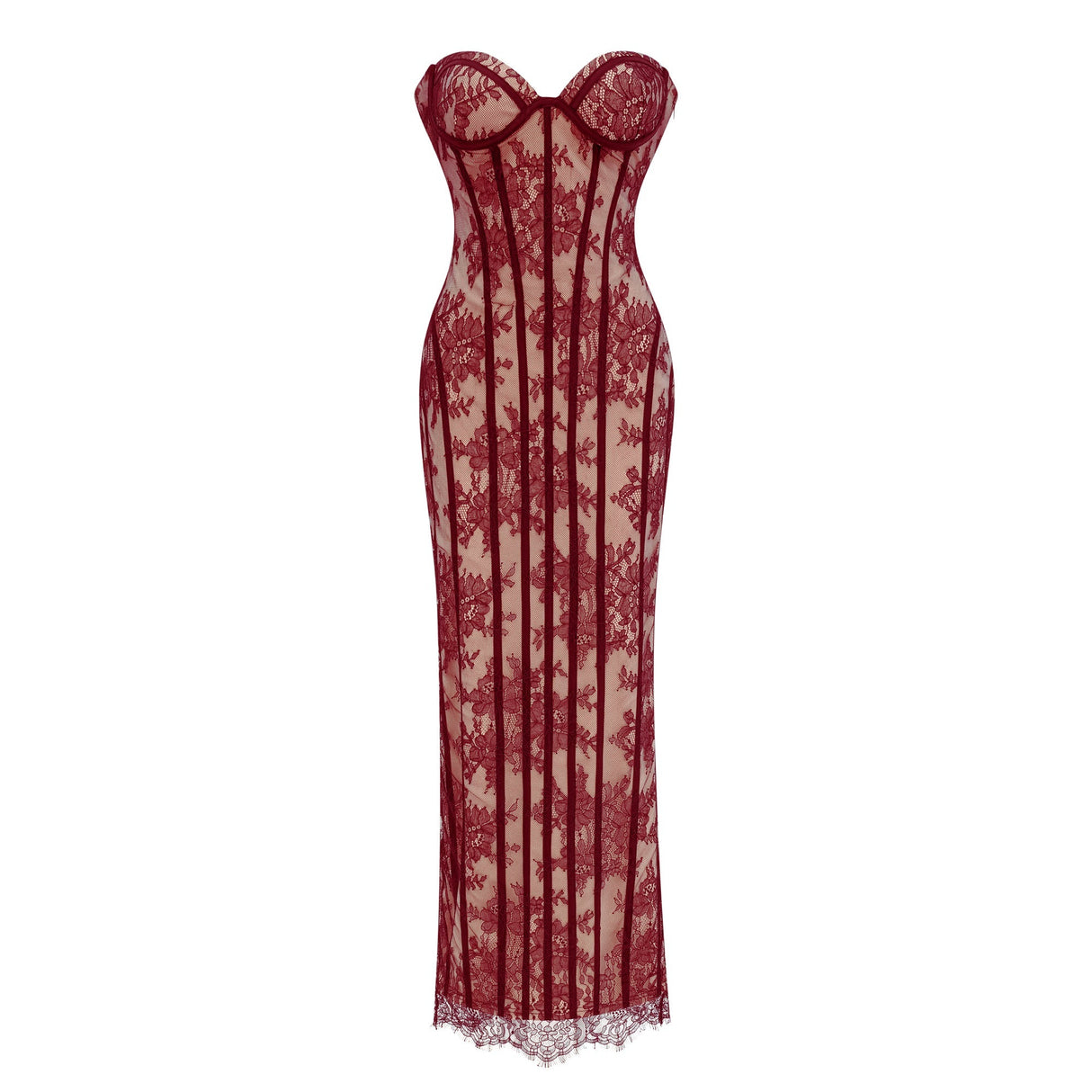 Sarah Floral Lace Corset Maxi Dress