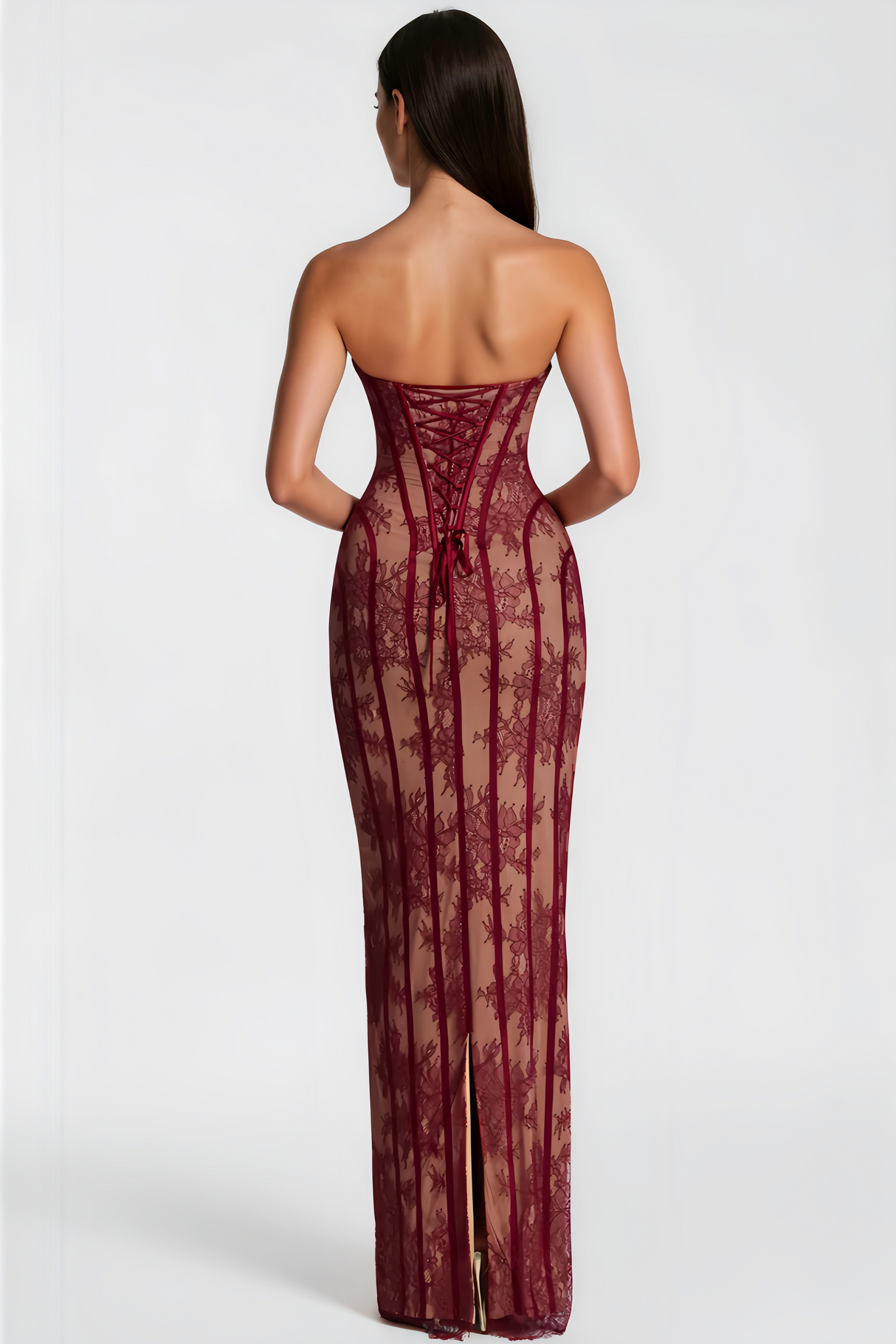 Sarah Floral Lace Corset Maxi Dress