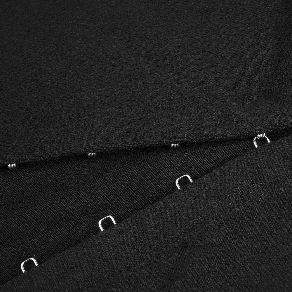 Vespera Black Keyhole Maxi Dress with High Thigh Slit