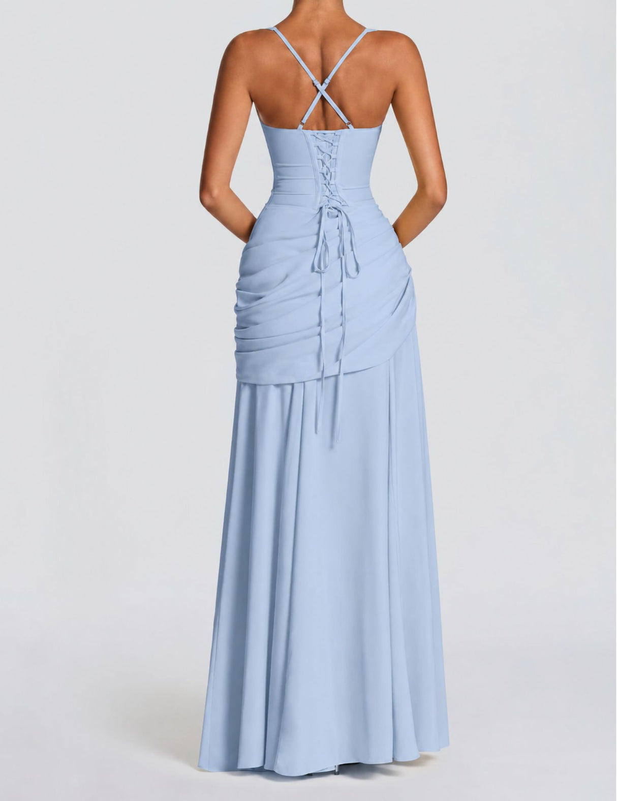 Victoire Square Neck Elegant Maxi Dress / Blue