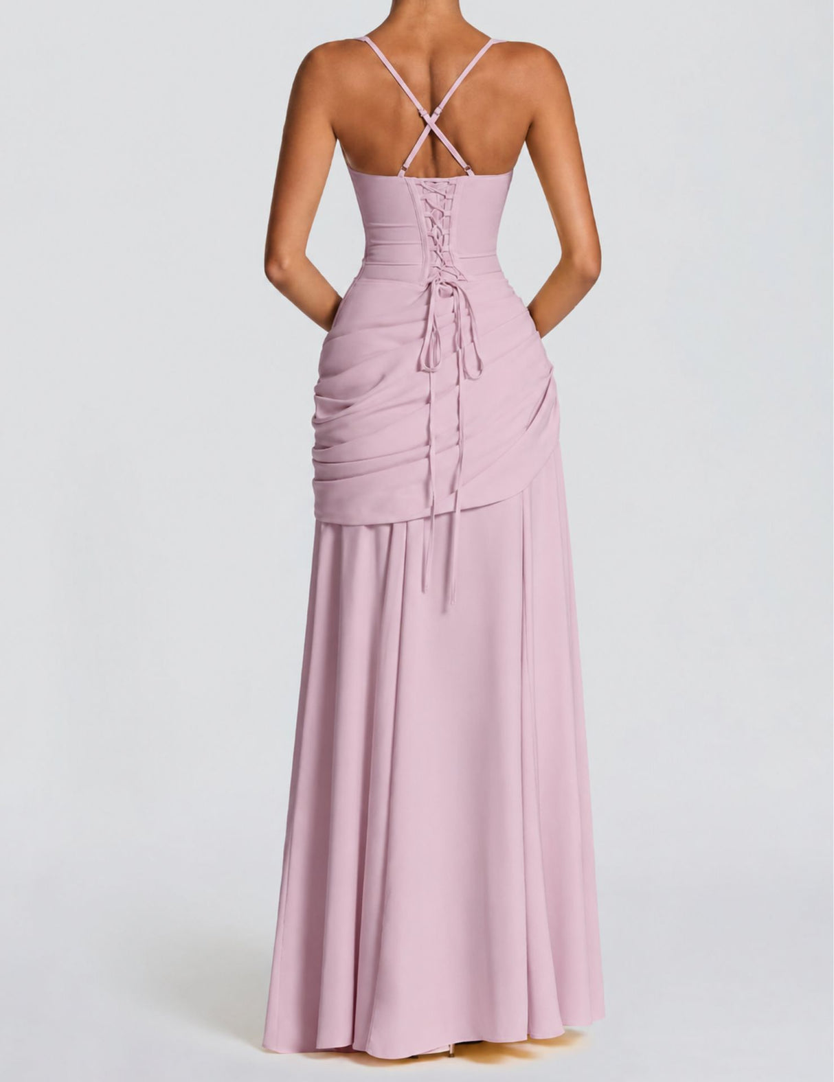 Victoire Square Neck Elegant Maxi Dress / Pink