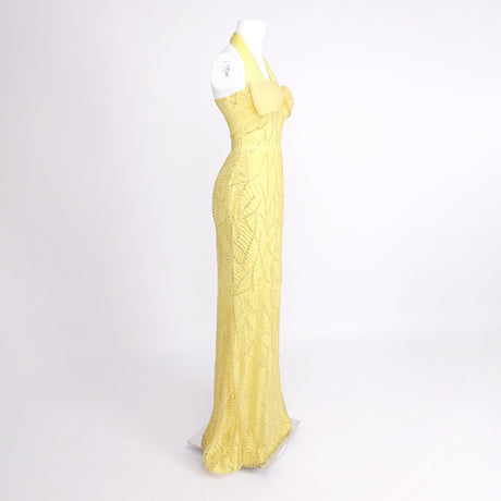 Vitesse Halter Maxi Dress with Bow in Yellow