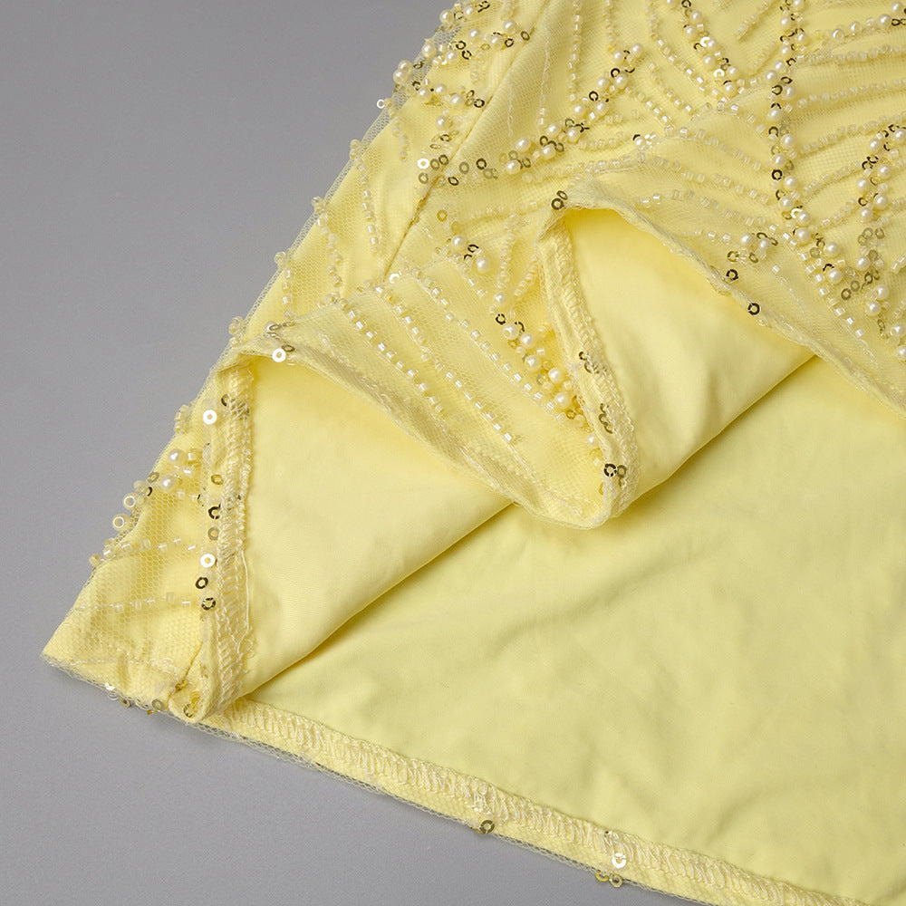 Vitesse Halter Maxi Dress with Bow in Yellow