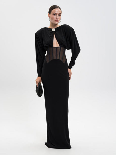 Selmori Raphaëlle Diamond Mesh Maxi Dress