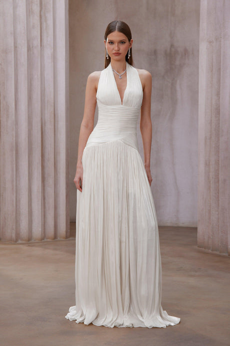 Selmori Verdelune Gathered Maxi Dress White