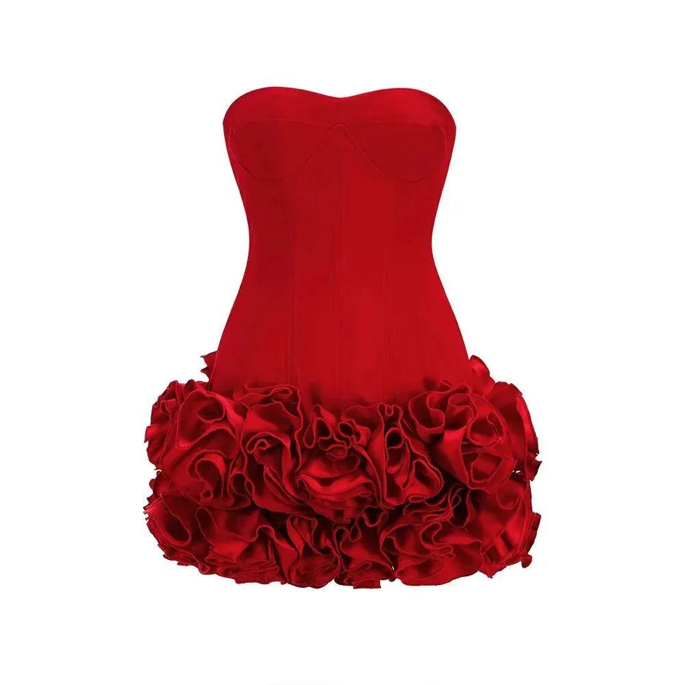 Aurohaya Élise Red Rose Corset Mini Dress