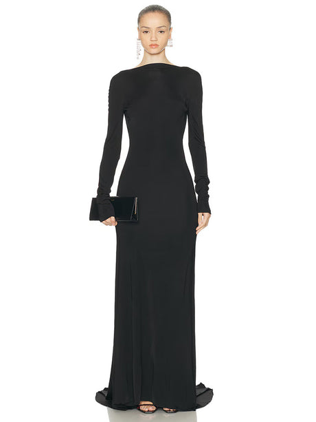 Selmori Orianne Long Sleeve Backless Maxi Dress Black