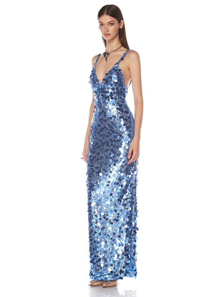 Selmori Éliane Sequin Evening Maxi Dress