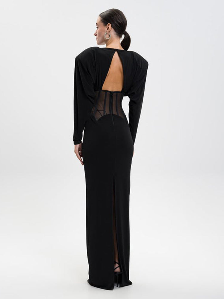 Selmori Raphaëlle Diamond Mesh Maxi Dress