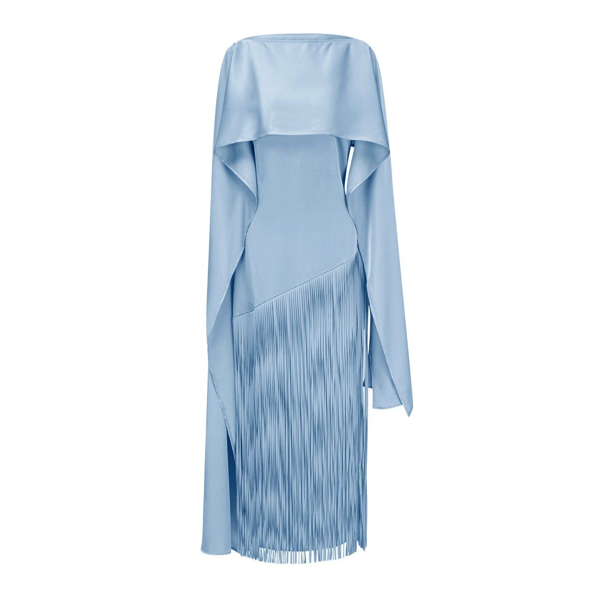 Apparat Fringed Maxi Dress with Shawl / Blue