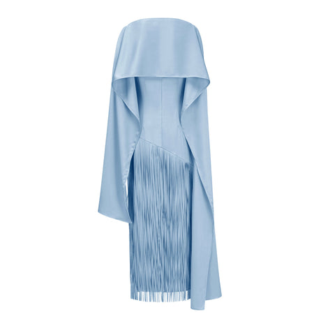 Apparat Fringed Maxi Dress with Shawl / Blue