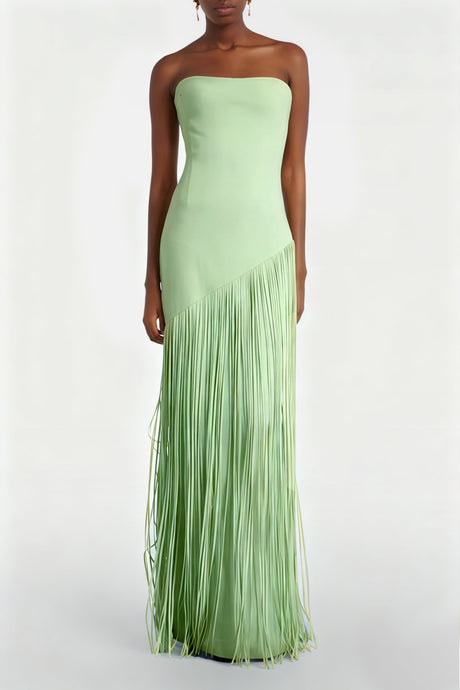 Apparat Fringed Maxi Dress with Shawl / Green
