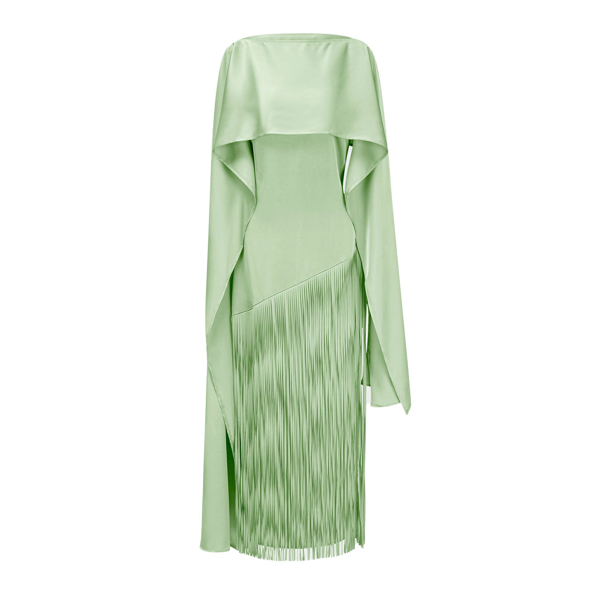 Apparat Fringed Maxi Dress with Shawl / Green