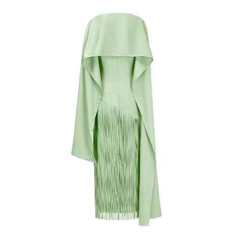 Apparat Fringed Maxi Dress with Shawl / Green