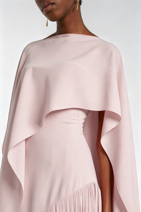 Apparat Fringed Maxi Dress with Shawl / Light Pink