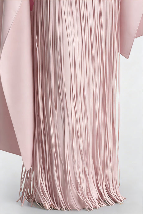 Apparat Fringed Maxi Dress with Shawl / Light Pink