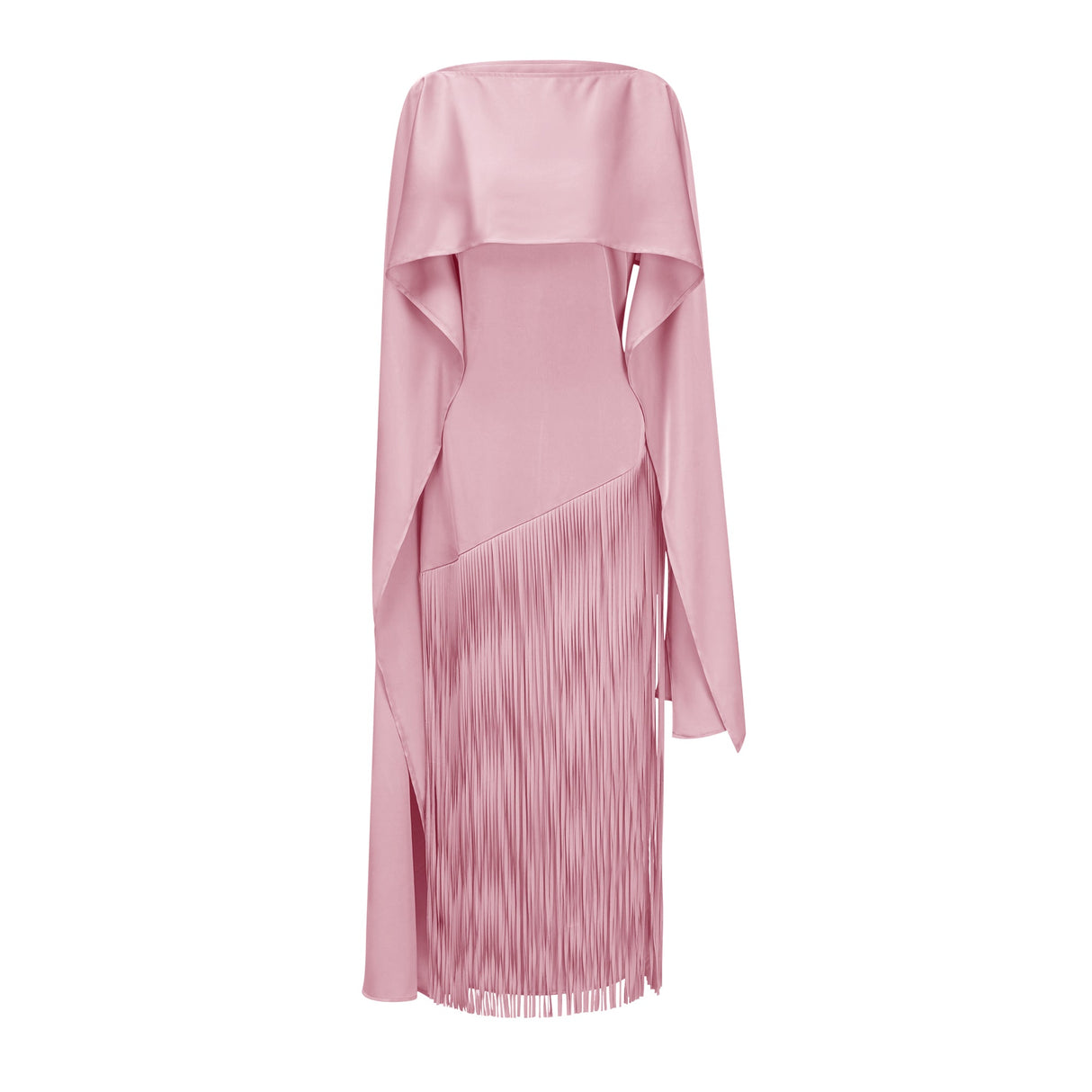 Apparat Fringed Maxi Dress with Shawl / Pink