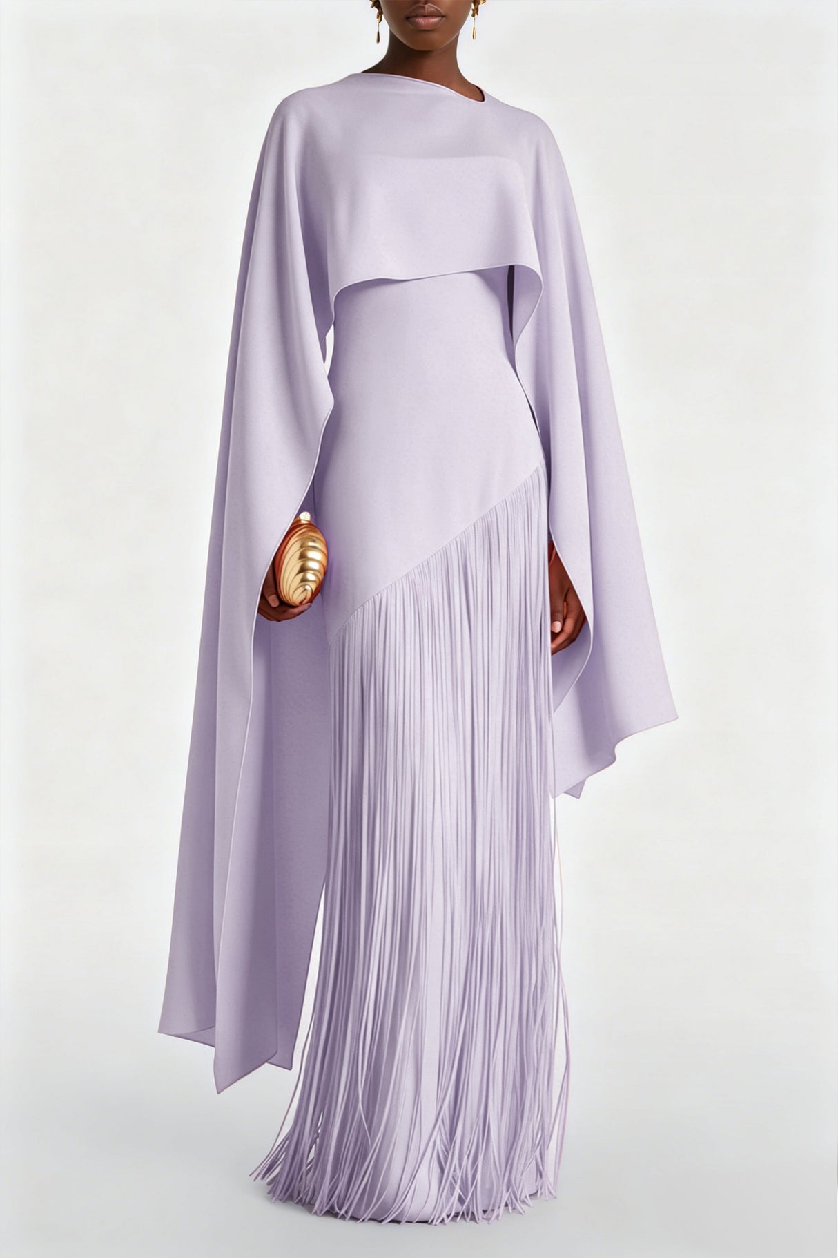 Apparat Fringed Maxi Dress with Shawl / Purple