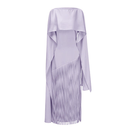 Apparat Fringed Maxi Dress with Shawl / Purple