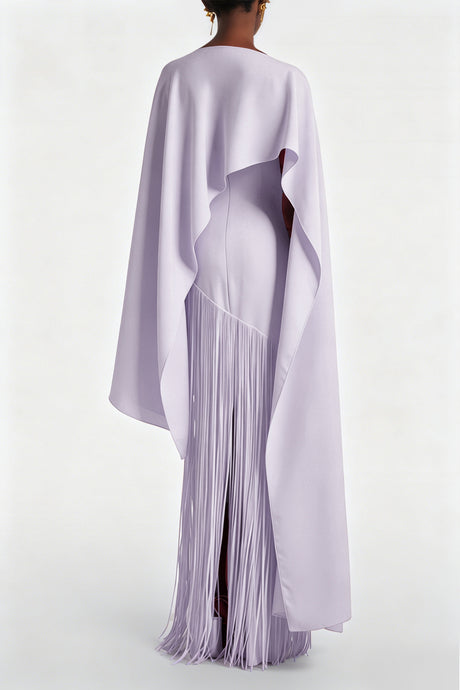 Apparat Fringed Maxi Dress with Shawl / Purple