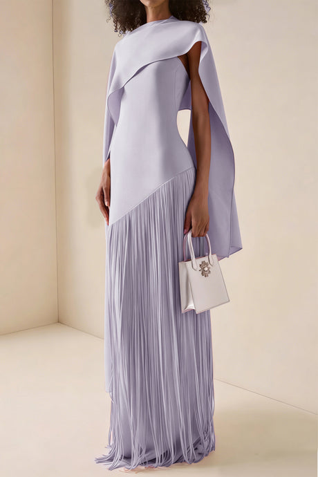 Apparat Fringed Maxi Dress with Shawl / Purple