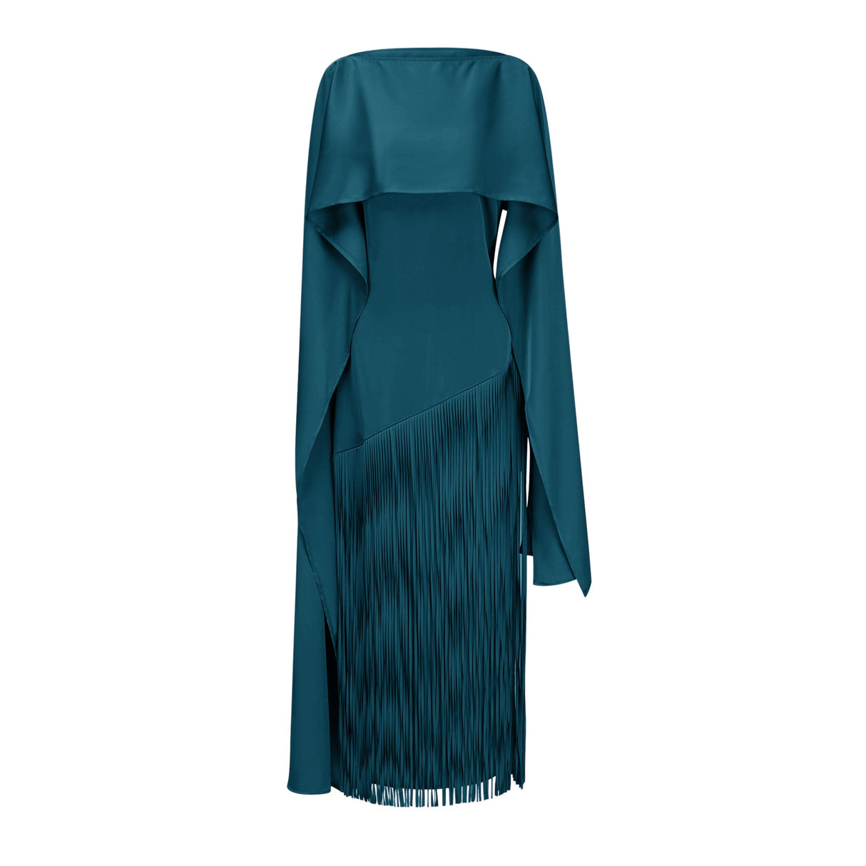 Apparat Fringed Maxi Dress with Shawl / Teal