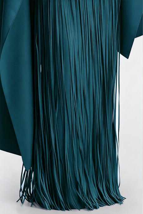 Apparat Fringed Maxi Dress with Shawl / Teal