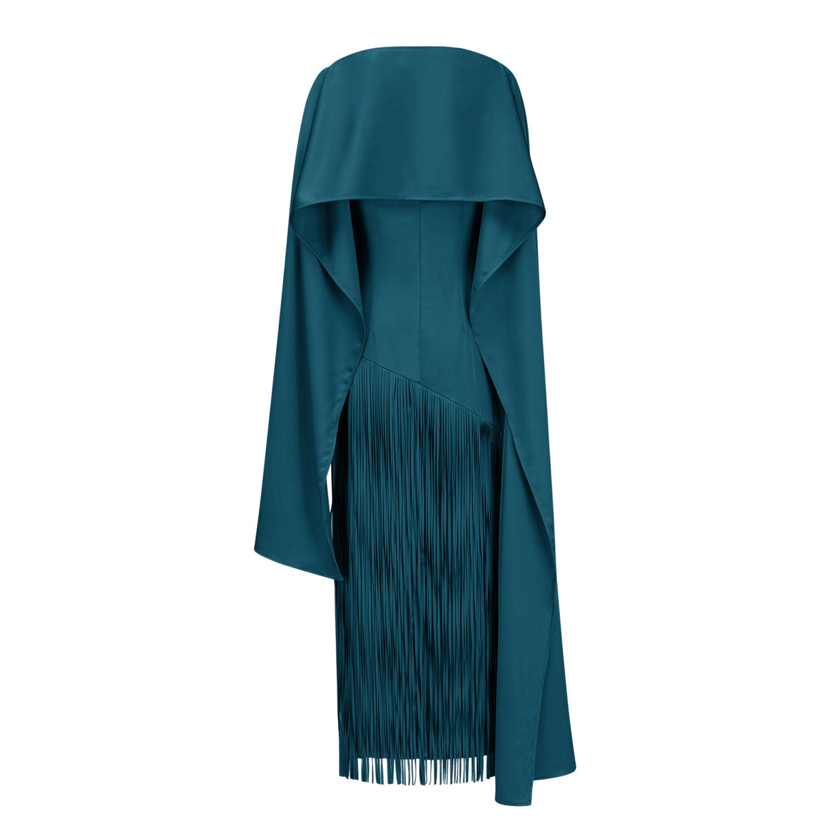 Apparat Fringed Maxi Dress with Shawl / Teal
