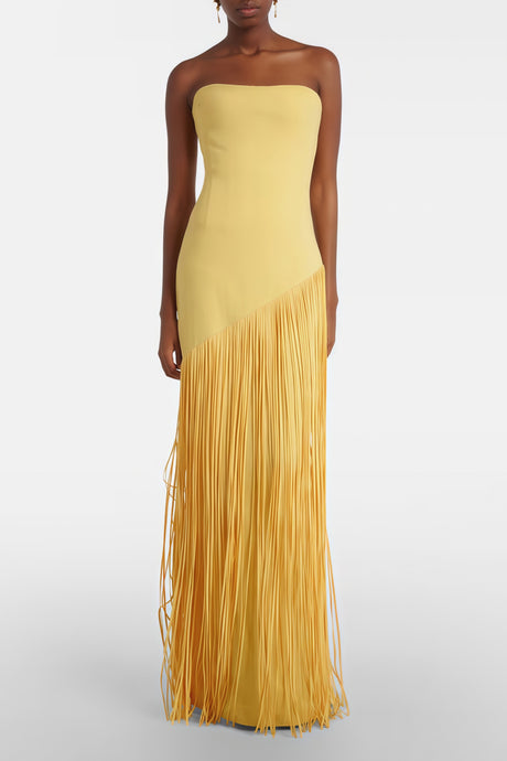 Apparat Fringed Maxi Dress with Shawl / Yellow