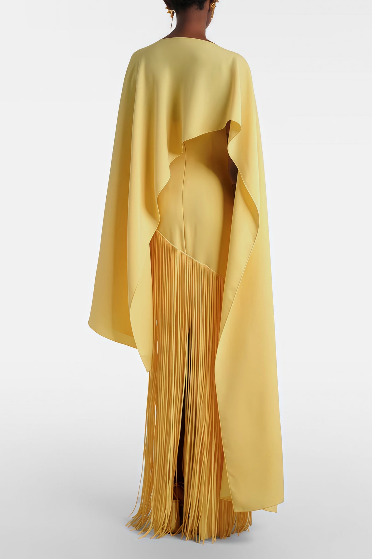 Apparat Fringed Maxi Dress with Shawl / Yellow